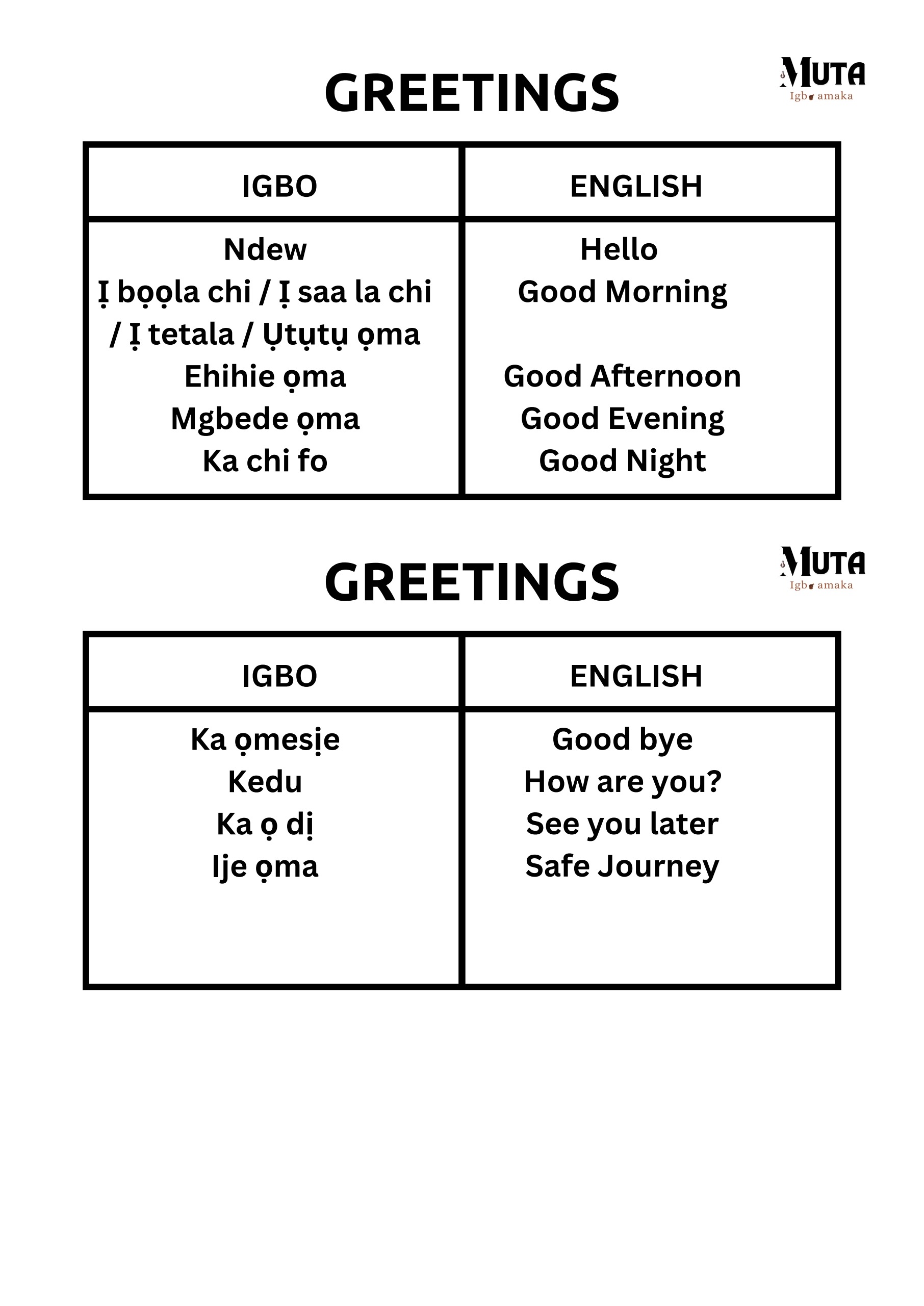 Igbo Greetings